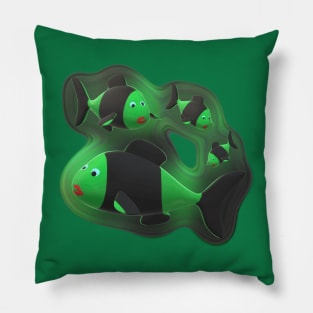 Four Green Fishes Pillow