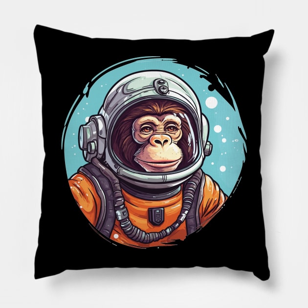 Chimp in Space - For Chimpanzee and Space Fans Pillow by Graphic Duster