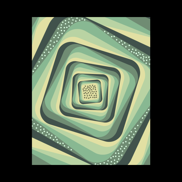Retro Abstract Spiral Pattern - Teal, Slate, Sage, Grey by StudioGrafiikka