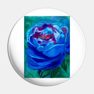 Abstract Blue Rose Pin