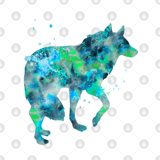 Arctic Wolf Watercolor Painting by Miao Miao Design