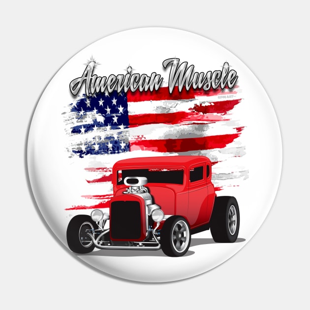 1932 Red Chevy 5 Window Coupe HotRod American Muscle Print Pin by RPM-ART