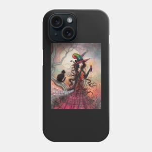 October Flame Witch Cat Fantasy Art by Molly Harrison Phone Case