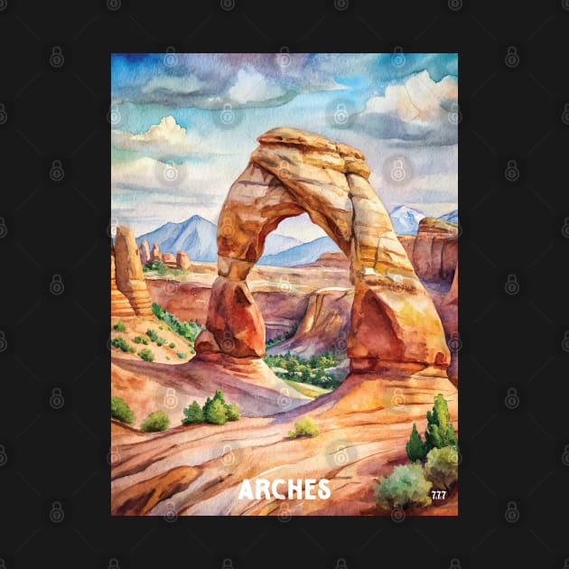Arches National Park Watercolor Painting by Surrealcoin777