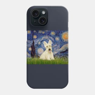 Starry Night Adapted to Feature a Scottish Terrier (cream or white) Phone Case