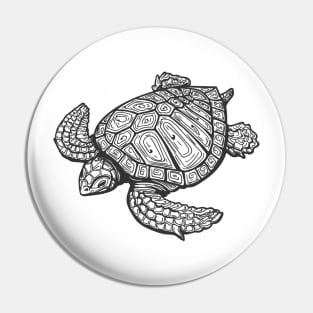 Sea Turtle  Tattoo Illustration Pin