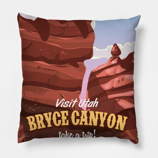 Bryce Canyon, Utah Travel poster Pillow by nickemporium1