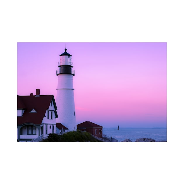 Pink Sunset Lighthouse by NewburyBoutique