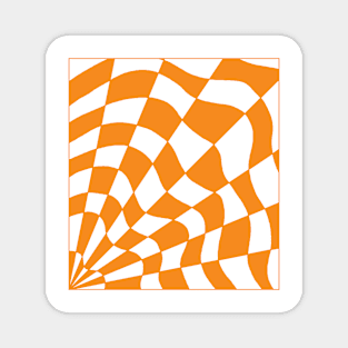 Geometric orange checkered spider web design Magnet