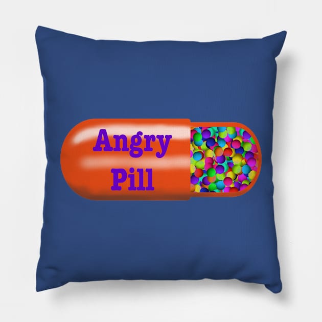 Angry Pill Pillow by JossSperdutoArt