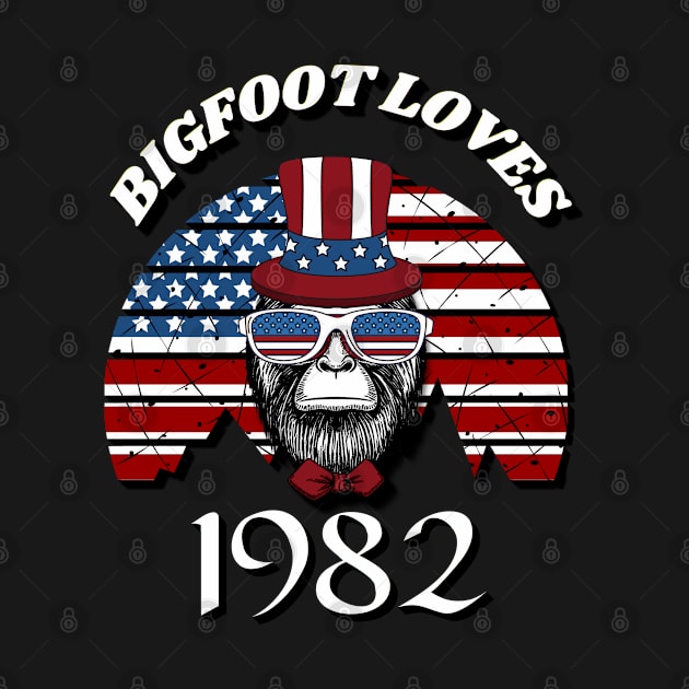 Bigfoot loves America and People born in 1982 by Scovel Design Shop