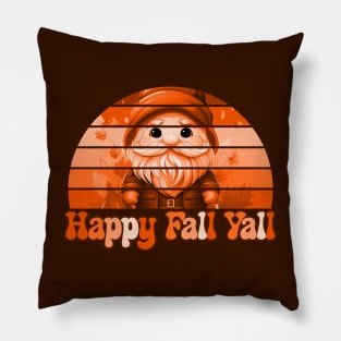 Groovy Happy Fall Gnome Vintage Sunset Retro Pillow