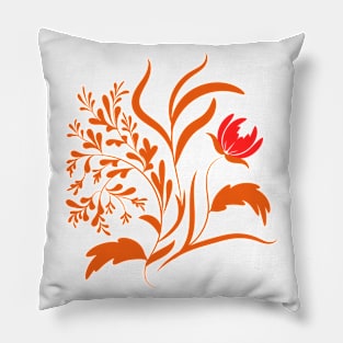 Folk floral art print  Flowers abstract art  poster Pillow