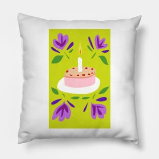 Cake and Flowers - Happy Birthday! Pillow