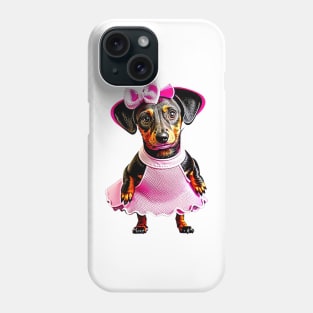 Glamour Pup: Dachshund in Pink Tutu and Lipstick Tee Phone Case