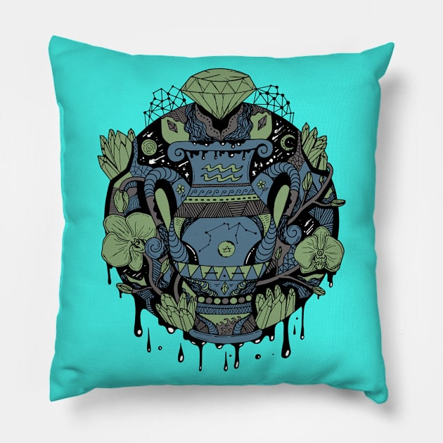 Mellow Cool Mystic Aquarius Vase Pillow by kenallouis