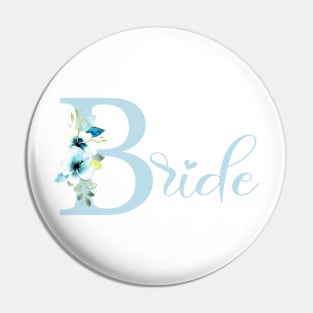 Blue Floral Bride illustration Pin