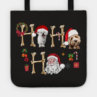 HO HO HO Christmas Dogs Shirt Santa Claus Gift Present Tote