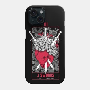 3 Swords Tarot Card - Red Phone Case