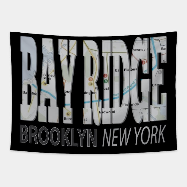 Fun Cool Bay Ridge Brooklyn New York with Subway Map Tapestry by Envision Styles