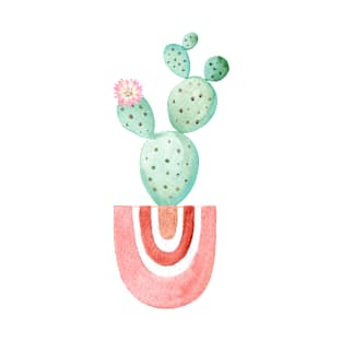 Watercolor cactus in pink pot T-Shirt