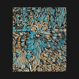 Abstract Colorful Cat Painting T-Shirt