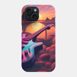 80s Style Beautiful Guitar in a Sunset Retro Vintage Travel Artwork Phone Case