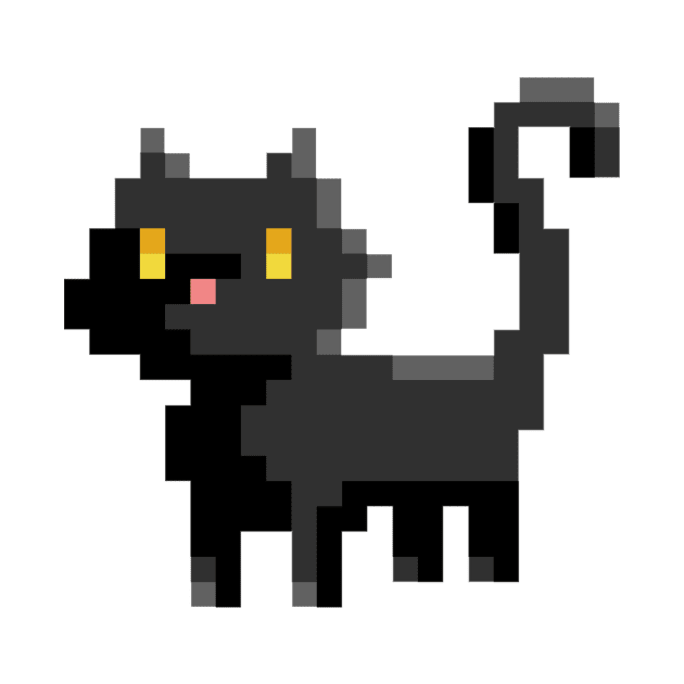 Pixel Art Black Cat 8 Bit Illustration by PaperRain