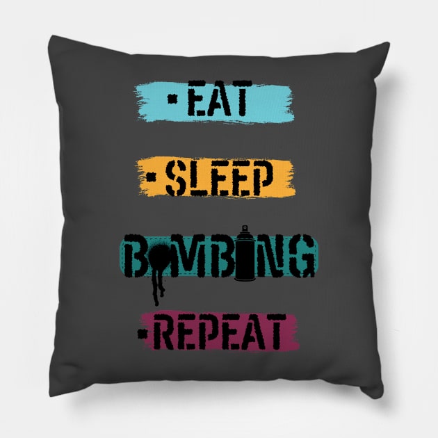 Eat Sleep BOMBING Repeat Pillow by SimoneSpagnuolo