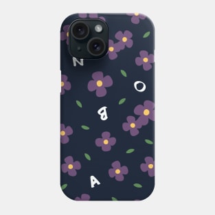 Cute Purple Flower Alphabet Pattern Phone Case