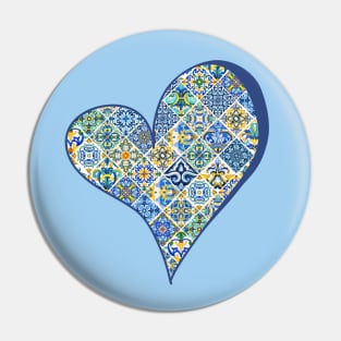 Portuguese Heart Shape Tile Pin