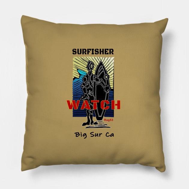 Big Sur California Surf Watch Pillow by The Witness