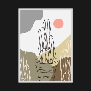 Abstract Desert Cactus Minimalist Art T-Shirt
