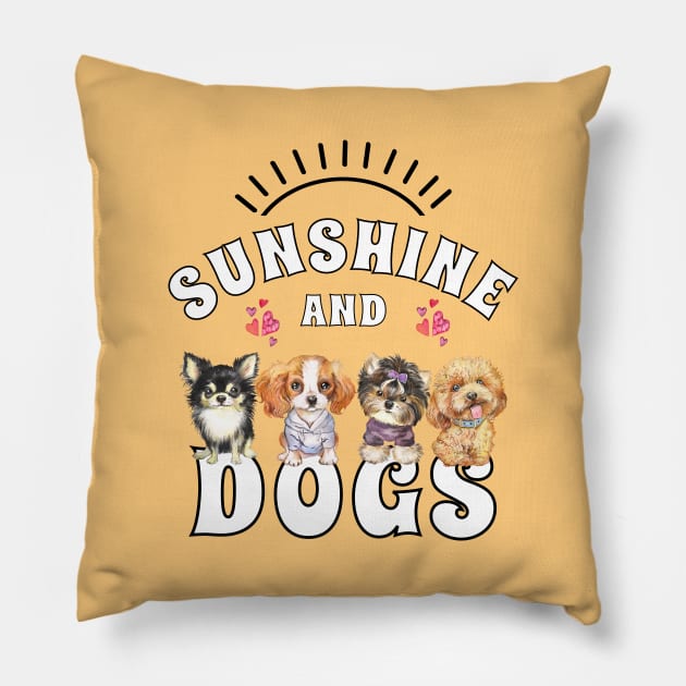 Sunshine and Dogs-Puppies and Sunshine Pillow by THE Dog Designs