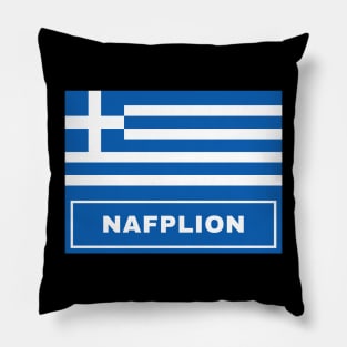 Nafplion City with Greek Flag Pillow