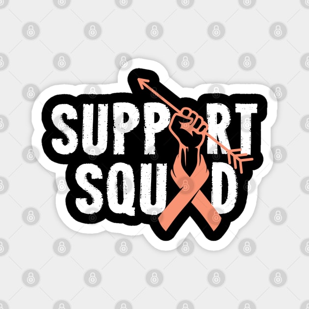 Support Squad Uterine Cancer Awareness Endometrial peach Ribbon Magnet by ArtedPool