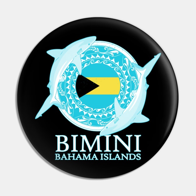 Caribbean Reef Sharks Bimini Bahamas Flag Pin by NicGrayTees