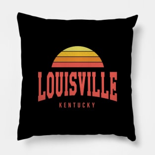 Louisville, Kentucky - KY Retro Sunrise/Sunset Pillow