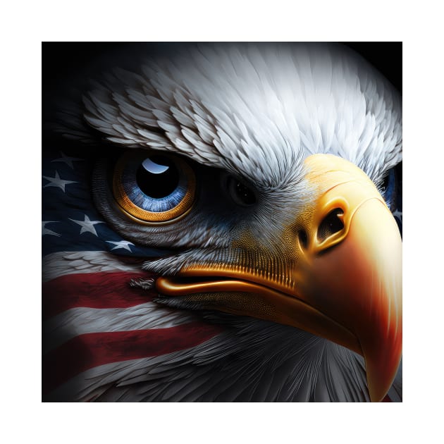 USA, Bald Eagle, America, American Flag, by thewandswant