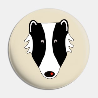 Cute badger face with heart on nose Pin
