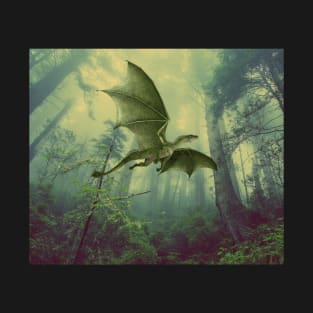 Flying Dinosaur Dragon in Forest T-Shirt