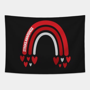 Stroke Awareness Rainbow with hearts Tapestry