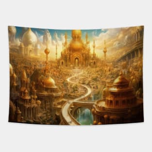 City of the Gods: Majestic Golden Realm Tapestry