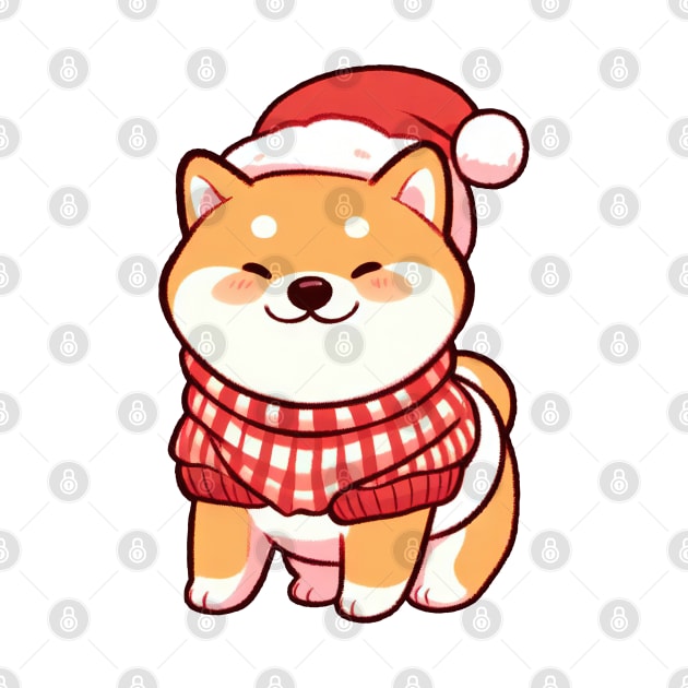 Happy Christmas Shiba Puppy by Takeda_Art