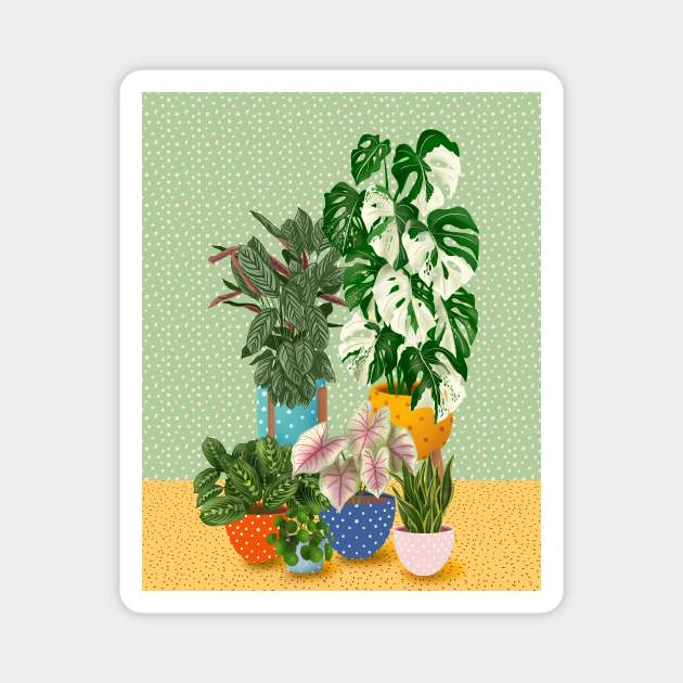 Colourful House Plants 1 Magnet by Gush Art Studio 1