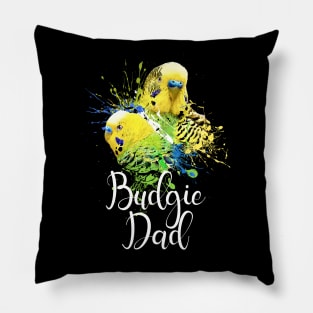 Color Splatter Budgie Parrot Dad Black Pillow