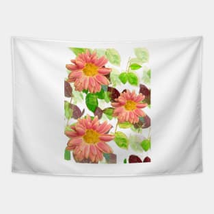 Flowers pattern with daisies and leaves - natural botanical paradise Tapestry