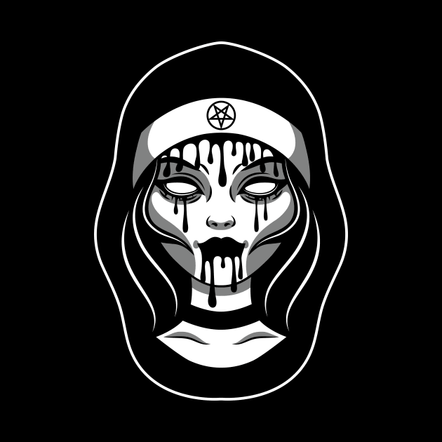 Satanic nun face with pentagram by Noundercult