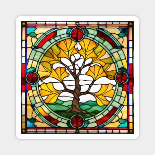 Ginkgo Tree Stained Glass Magnet