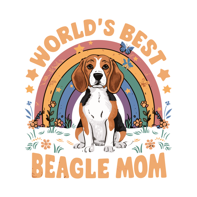 World's Best Beagle Mom Colorful Rainbow Graphic by Indigo Lake